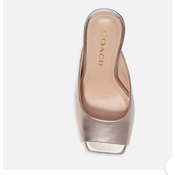 COACH Laurence Metallic Leather Sandals in Platinum Champagne Size 8.5 - Picture 3 of 15